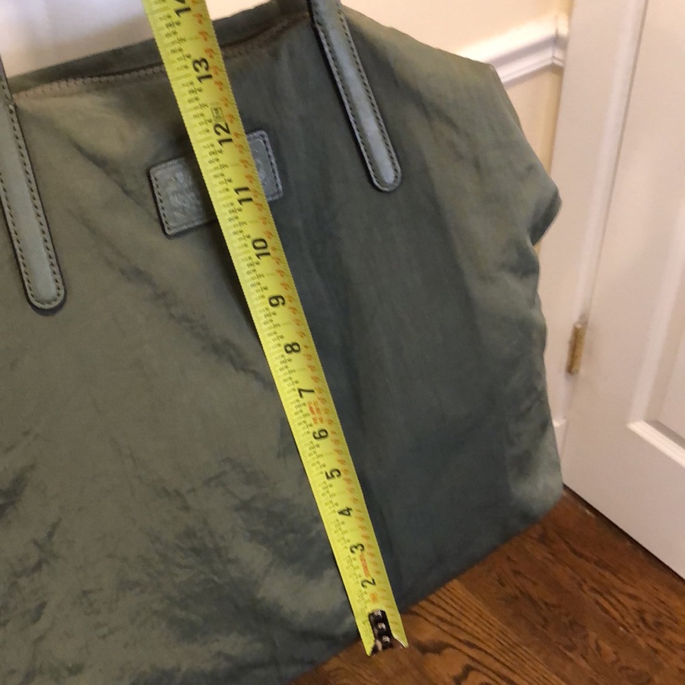 REBECCA MINKOFF Olive Green Nylon Top Zipper Shoulder Bag Leather Straps - Picture 9 of 16